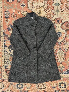 Vintage Stunning Sandro Women's Y2k 90s Wool Tweed Pea Coat Size 8 EUC